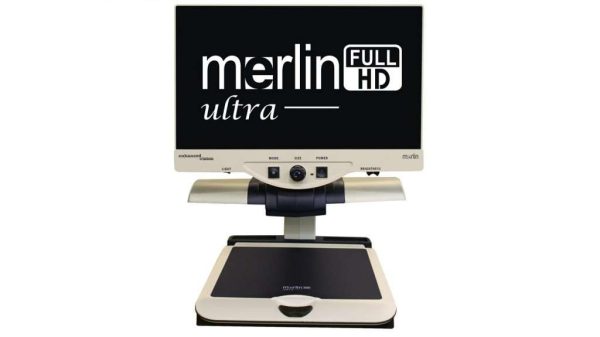 Merlin Ultra Full HD desktop magnifier for low vision with a high-definition display.